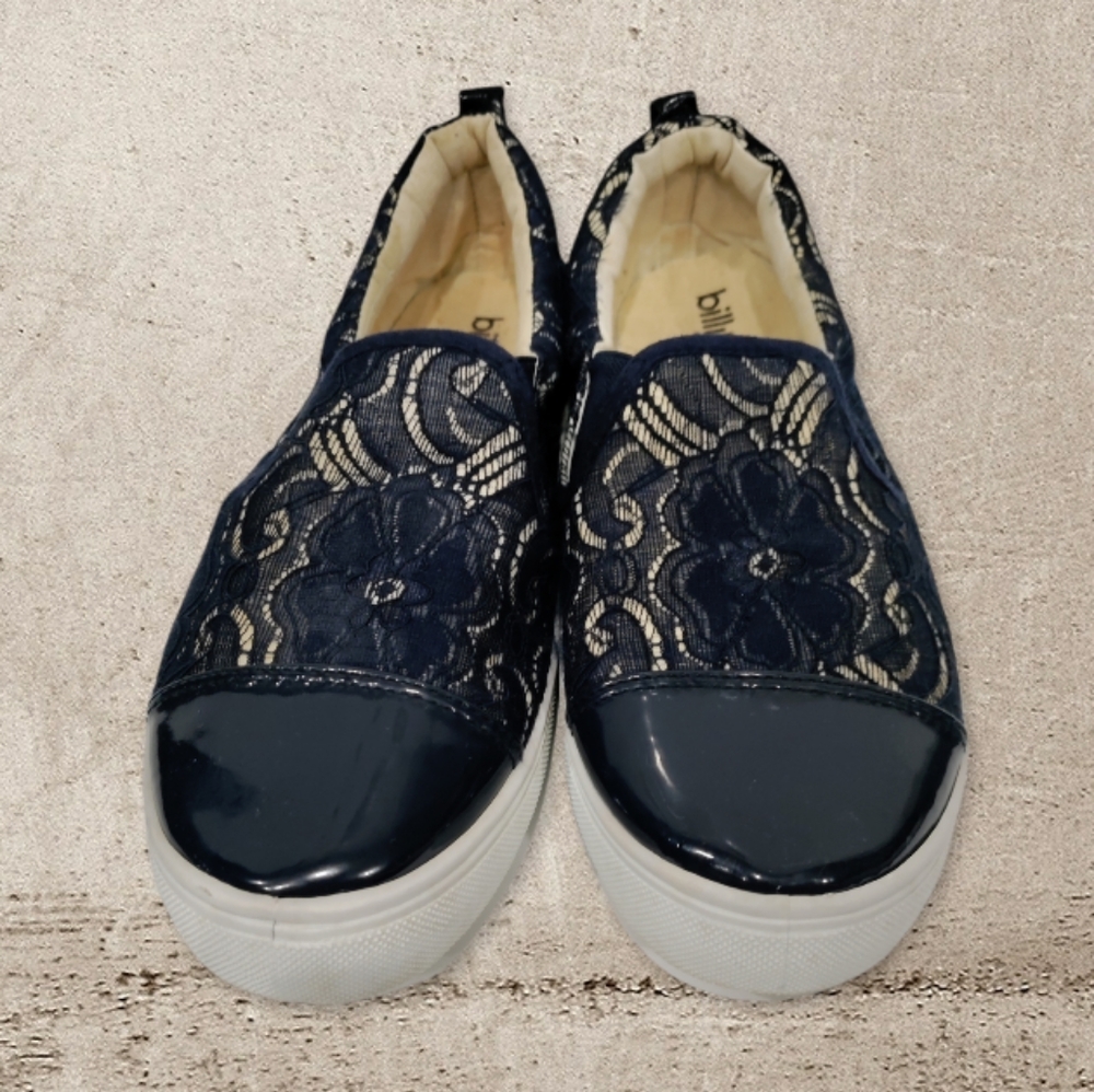 Billito women's navy blue lace slip-on sneakers size 8/9